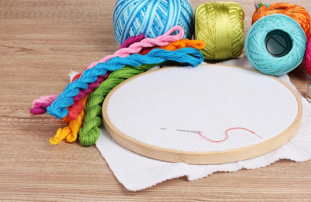 embroidery threads and hoop